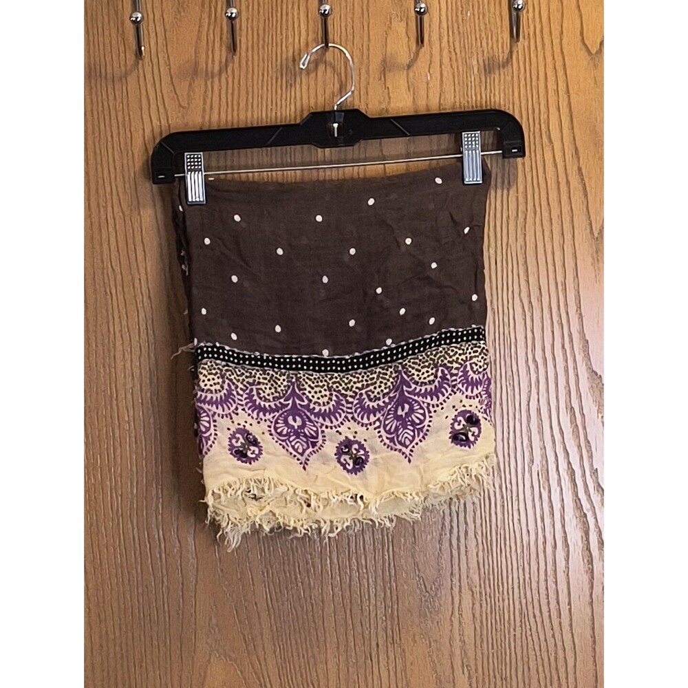 Women’s Brown Purple with Polka Dots Square Scarf Wrap Shaw 44” X 44"